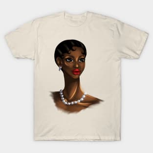 Black Elegance Excellent Melanin Woman Beautiful Portrait T-Shirt